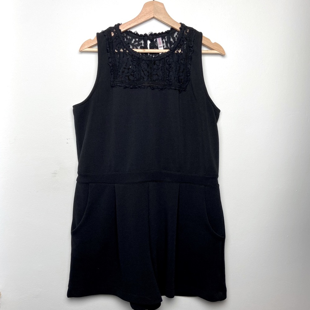 Xhilaration Black Lace Neck Short Romper Size XL
